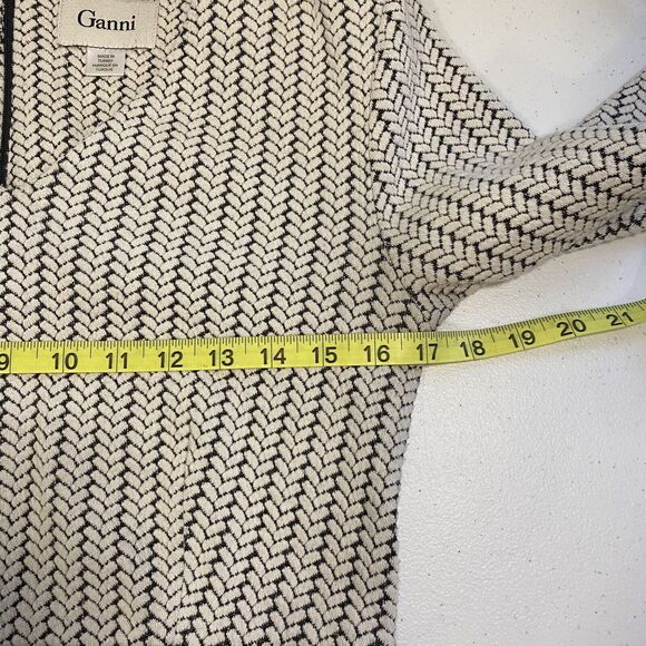 Ganni Anthropologie Jacquard Jersey Knife Pleated Dress Black White Size Medium - Picture 11 of 14